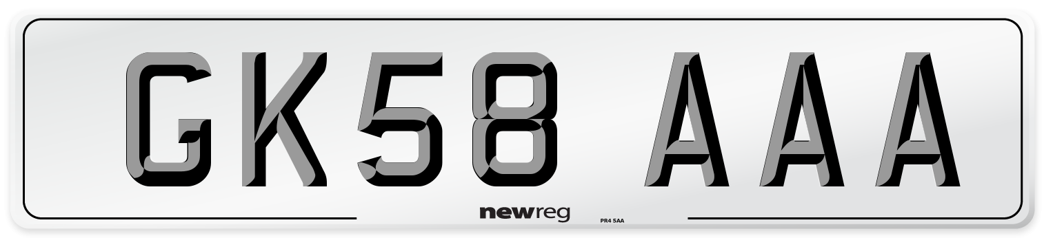 GK58 AAA Number Plate from New Reg